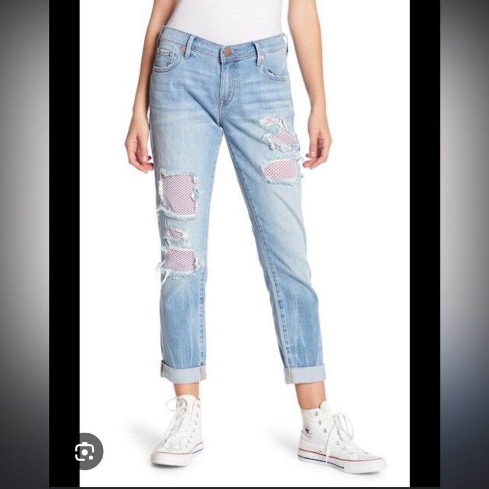 TRUE RELIGION CAMERON MESH BACKED RIPS SLIM JEAN WOMEN'S SIZE 29